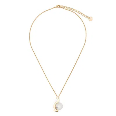 Ferragamo Crystal Gancini Pendant Chain Necklace In Gold