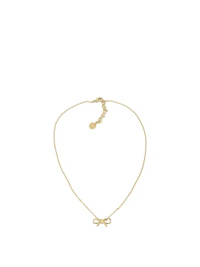 Ferragamo Crystal-embellished Bow Necklace In Gold