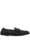 Ferragamo Gancini Leather Loafers With Round Toe In Black
