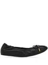 Ferragamo Elasticated Nappa Leather Ballet Flats In Black