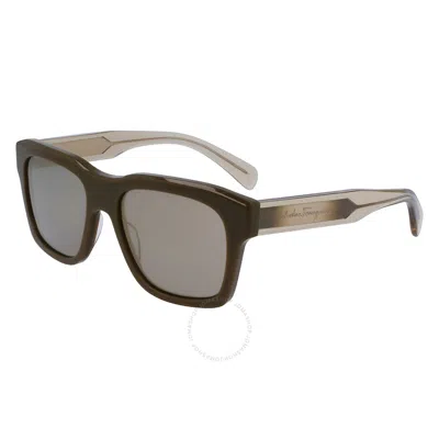 Ferragamo Salvatore  Khaki Square Men's Sunglasses Sf1087s 324 56 In Gray