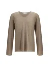 Ferragamo V-neck Sweater With Long Sleeves In Neutral