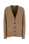 Ferragamo Camel Stretch Alpaca Blend Oversize Cardigan