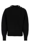 Ferragamo Ribbed Crew-neck Sweater In Wool Blend In Black
