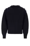 Ferragamo Studded Mock-neck Knitted Jumper In Blue