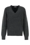 Ferragamo Charcoal Stretch Alpaca Blend Sweater In Grey