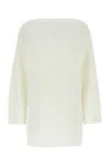 Ferragamo Cotton Oversize Sweater Ribbed Texture In White