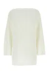 Ferragamo Cotton Oversize Sweater Ribbed Texture In White