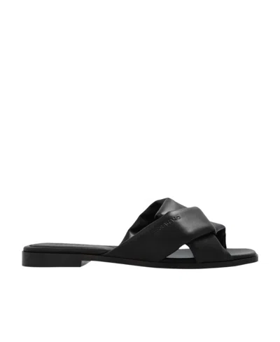 Ferragamo Salvatore  Knot-detail Slip-on Slides In Black