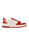 Ferragamo Leather And Suede Sneakers With Contrast Panels In White