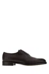 Ferragamo Dark Brown Leather Amber Lace-up Shoes In Brown