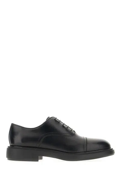 Ferragamo Black Leather Camden Lace-up Shoes In Nero