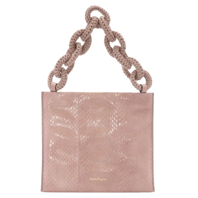 Ferragamo Salvatore  Ladies Amaretti Leather Chain Bag In Brown