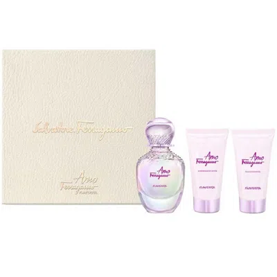 Ferragamo Salvatore  Ladies Amo Flowerful Gift Set Fragrances 8052086379220 In Black / Pink / Plum