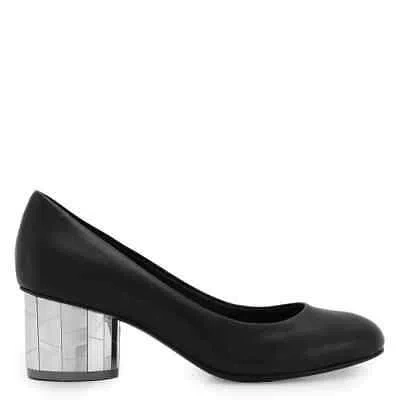 Pre-owned Ferragamo Salvatore  Ladies Black Farrah Mirrored Heel Pump Shoes