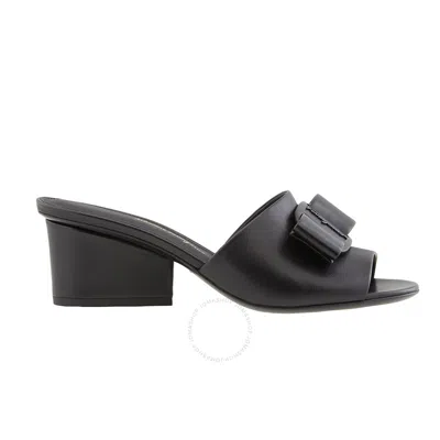 Ferragamo Salvatore  Ladies Black Leather Viva 55 Sandals