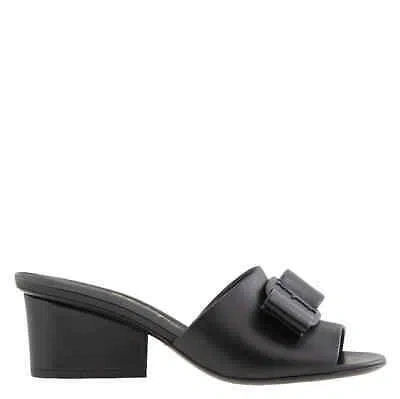 Pre-owned Ferragamo Salvatore  Ladies Black Leather Viva 55 Sandals