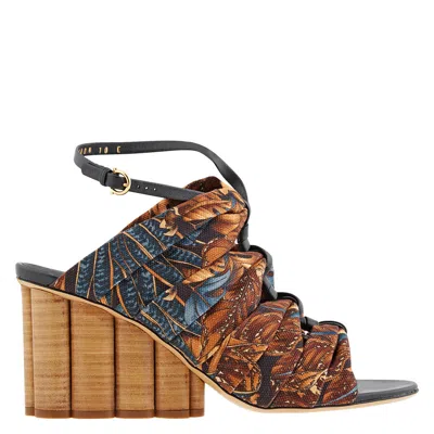 Ferragamo Salvatore  Ladies Detailed Runway Sandals In Brown