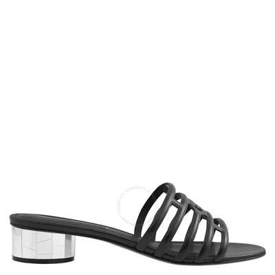 Ferragamo Finn Lambskin Mirror-heel Sandals In Black