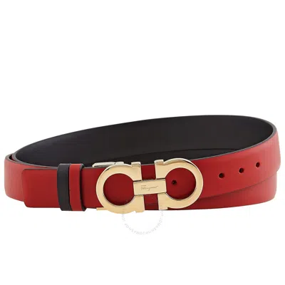 Ferragamo Salvatore  Ladies Gancini Reversible Belt In Black