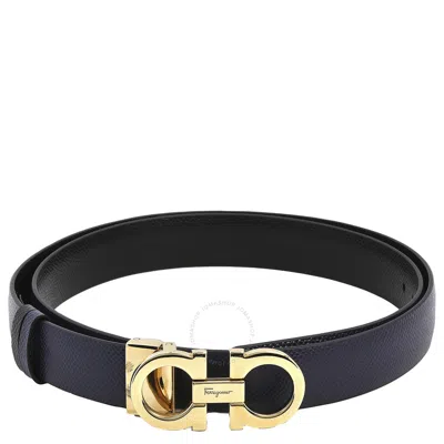 Ferragamo Salvatore  Ladies Gancini Reversible Belt In Blue/red/black