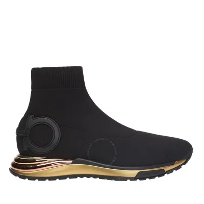 Ferragamo Salvatore  Ladies Gancini Sock Sneakers In Black