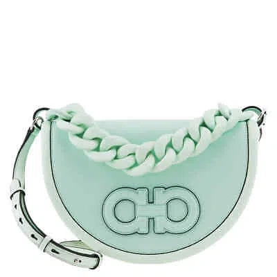 Pre-owned Ferragamo Salvatore  Ladies Ghiacciaio Blue Aura Gancini Bag 212748 757308