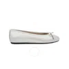 Ferragamo Woman Ballet Flats Silver Size 8 Lambskin In Grey