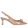Ferragamo Karine 55 Patent Leather Slingback Pumps In Beige
