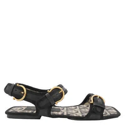 Pre-owned Ferragamo Salvatore  Ladies Nomadic Stories Travel Sandals In Black