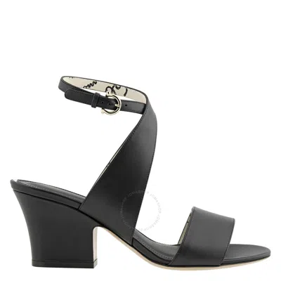 Ferragamo Salvatore  Ladies Plain Wedge Sandal In Black