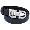 Ferragamo Salvatore  Ladies Reversible And Adjustable Gancini Belt In Blue/black