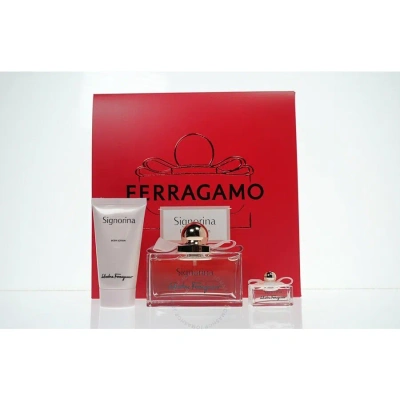 Ferragamo Salvatore  Ladies Signorina Gift Set Fragrances 8052464893713 In Green / Pink