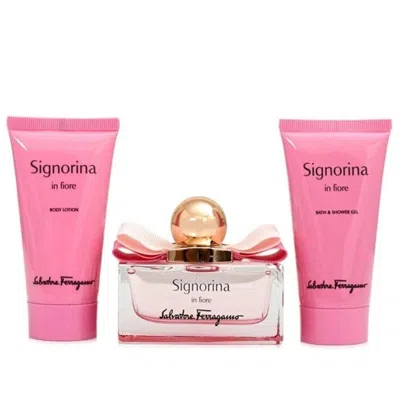 Ferragamo Salvatore  Ladies Signorina In Fiore Gift Set Fragrances 8052086378193 In Cherry / White