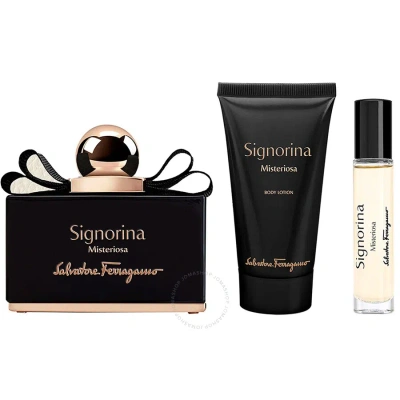 Ferragamo Salvatore  Ladies Signorina Misteriosa 3pc Gift Set Fragrances 8052086379336 In Black / Orange