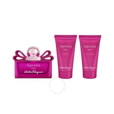Ferragamo Salvatore  Ladies Signorina Ribelle Gift Set Fragrances 8052086377332 In Red   / Pink