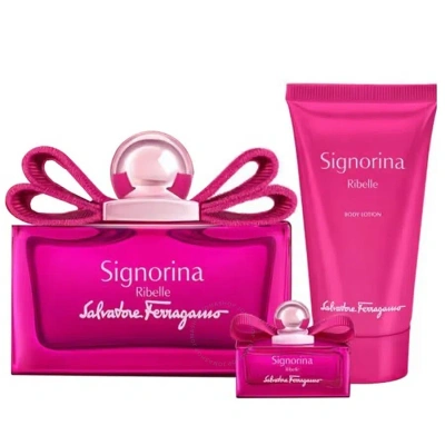 Ferragamo Kids' Salvatore  Ladies Signorina Ribelle Gift Set Fragrances 8052086379503 In Red   / Pink
