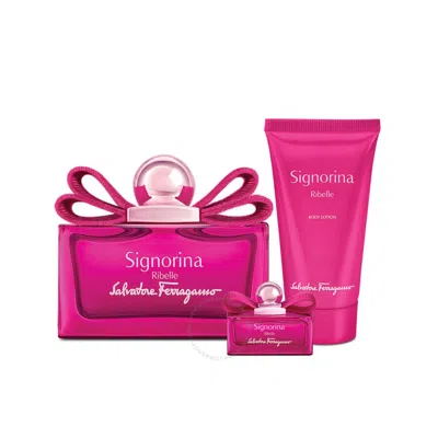 Ferragamo Salvatore  Ladies Signorina Ribelle Gift Set Fragrances 8052464893737 In Red   / Pink