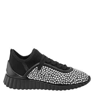 Pre-owned Ferragamo Salvatore  Ladies Slip On Sneaker With Crystals In Black