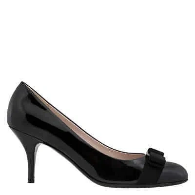 Pre-owned Ferragamo Salvatore  Ladies Vara Bow Pump Shoe In Black
