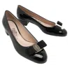 Ferragamo Vara 1 Wrapped Heel Pumps In Silver Tone/black