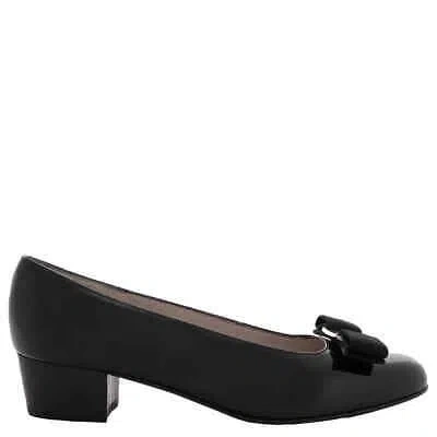 Pre-owned Ferragamo Salvatore  Ladies Vara Bow Pump Shoe Z-2m8s8 In Black