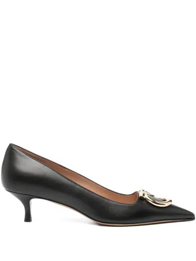 FERRAGAMO SALVATORE FERRAGAMO LARA LEATHER PUMPS WITH MAXI GANCINI BUCKLE SHOES