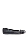 Ferragamo Gancini Ornament Flat Ballerina Shoes In Black