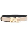 Ferragamo Gancini Reversible Leather Belt In Beige