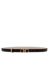 Ferragamo Reversible And Adjustable Gancini Belt In Leather In Black