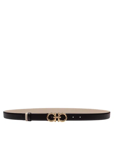 Ferragamo Salvatore  Leather Belt In Black