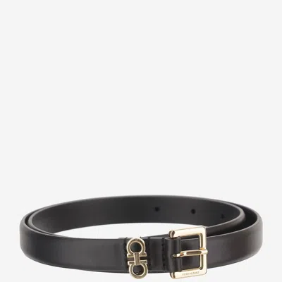 Ferragamo Salvatore  Leather Belt In Black