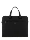 Ferragamo Structured Leather Business Bag In Black