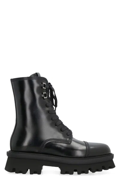 Ferragamo Salvatore  Leather Combat Boots